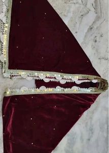 Maroon Velvet Dupatta