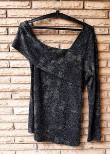 Sparkly One-Shoulder Long Sleeve Top