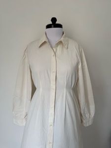 Cream Button-Up Shirt Dress