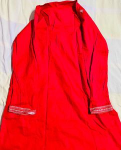 Red Embroidered Kurta