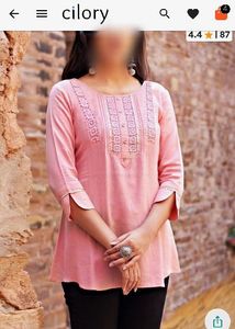 Cilory Elegant Pink Embroidered Kurta