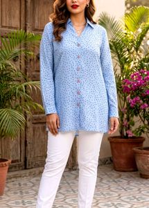 Zudio Xxl Blue Polka Dot Shirt Tunic