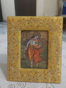 Shree Radha Krishna Photo Frame w Zardozi Embro