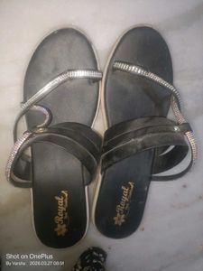 black rhinestone sandal or heel