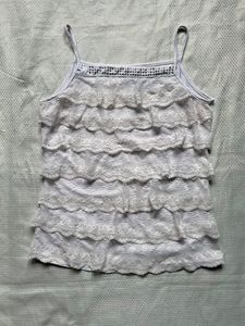 White Ruffled Tank Top