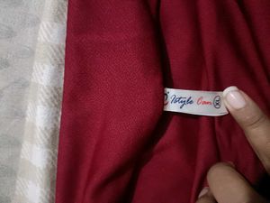 Maroon Long Sleeve Ruched Top