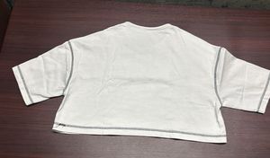 White Cropped T-Shirt with Graphic Print