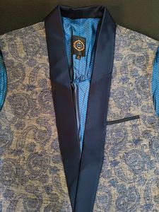 Elegant Blue Paisley Waistcoat