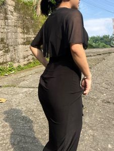 Elegant Black Evening Gown with High Slit