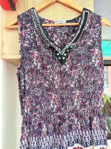 Boho Print Sleeveless Mini Dress
