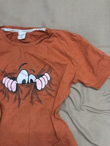 Cute Cartoon graphic Print Orange T-Shirt