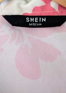 SHEIN Pink Floral Print Button-Up Shirt