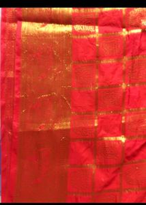 Vibrant Red &amp; Gold Silk dupatta