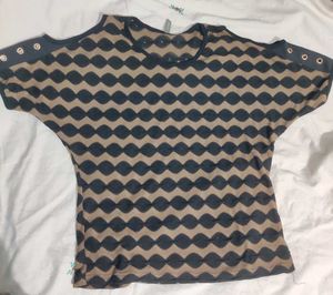 Black And Brown Women Party Wear Top