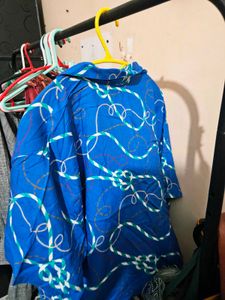 Blue Abstract Print Boxy Shirt