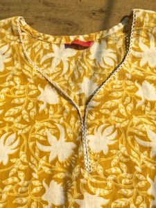 Yellow Floral Print Kurta