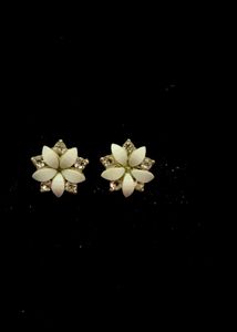 White Flower Stud Earrings