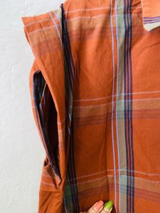 Orange Plaid Cropped Shirt