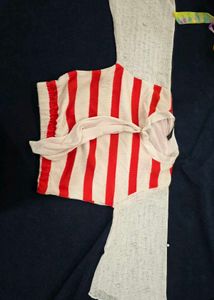 Striped Blouse with Pearl Embellishment crop top