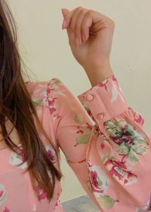 HARPA Brand Sweetheart Neck Floral Print Blouse