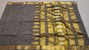 Elegant Grey & Gold Saree