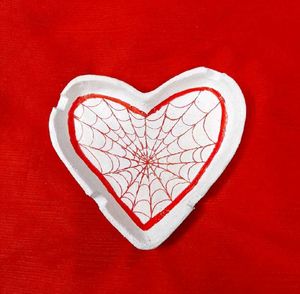 Heart Shaped Ashtray w/ Spiderweb Design