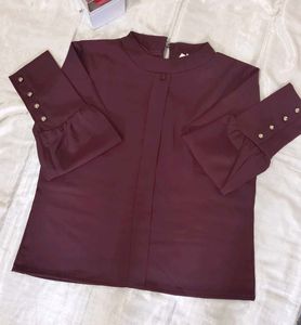 Elegant Maroon Bell Sleeve Top