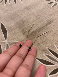 Natural green onyx 925 silver thread earrings