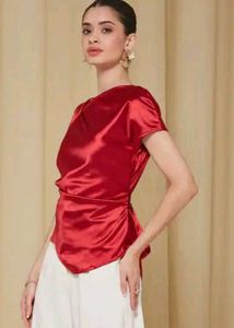 Shein Cute Asymmetrical Neck Tie-Up Extended Sleev
