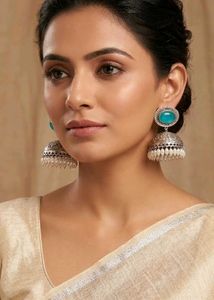Elegant Turquoise Jhumka Earrings