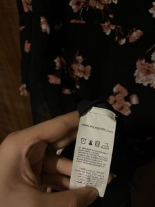 Black Floral Print Wrap Dress