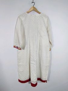Off White Embroidered Kurta (Women's)
