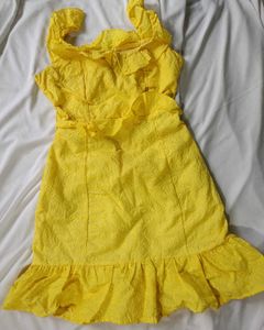 Vibrant Yellow Ruffle Dress