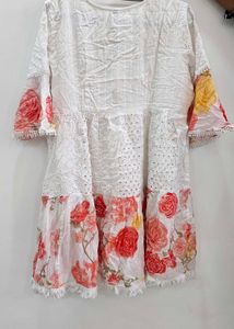 Boho Floral Embroidered Tiered Kurta