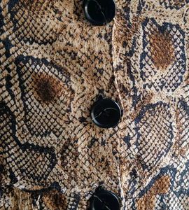 Snakeskin Print Button-Down Dress
