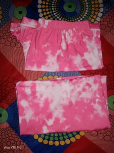 Shein Pink Tie-Dye Tank &amp; Shorts Set