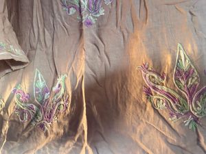 Taupe Coloured embroidered Short Kurti