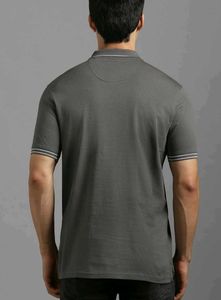 Louis Philippe Men's Grey Textured Polo Shirt