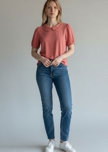 Cute Coral Puff Sleeve Top