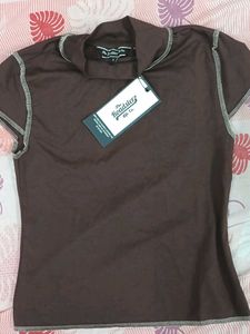 Stylish Brown Short Sleeve Top
