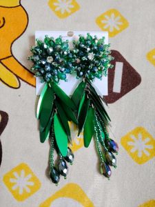 Statement Green Beaded Earrings