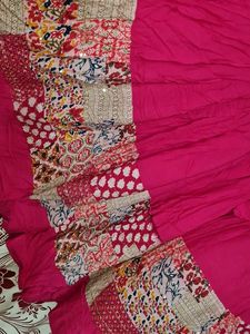 Vibrant Patchwork Ethnic pink chaniya choli amd bl