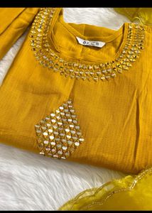 Yellow Embroidered Kurta Set with Dupatta