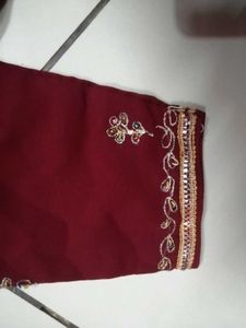 Elegant Maroon Embroidered Saree
