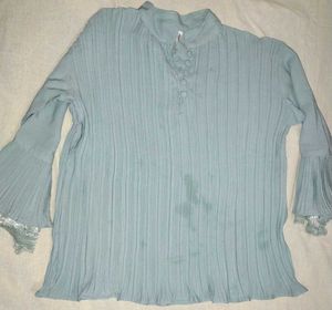 Chic Pleated Bell Sleeve Top