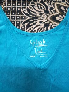 Aqua Blue V-Neck Tank Top