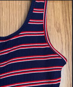 Striped Zip-Up Crop Tank