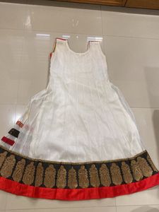 Red &amp; White Embroidered Lehenga Choli