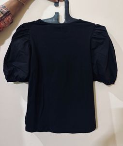 H&amp;M Black Puff Sleeve Top