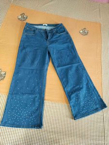 ❤️Wide Leg Embellished Denim Jeans❤️